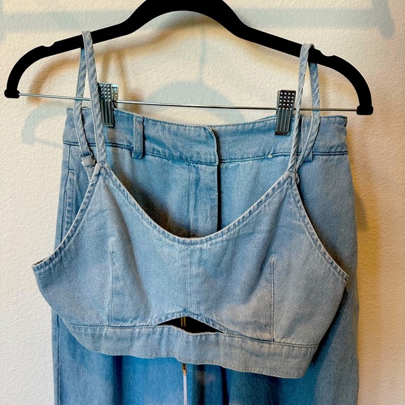 2 Piece Denim Set - Wide leg pants with crop top - Picture 2 of 2